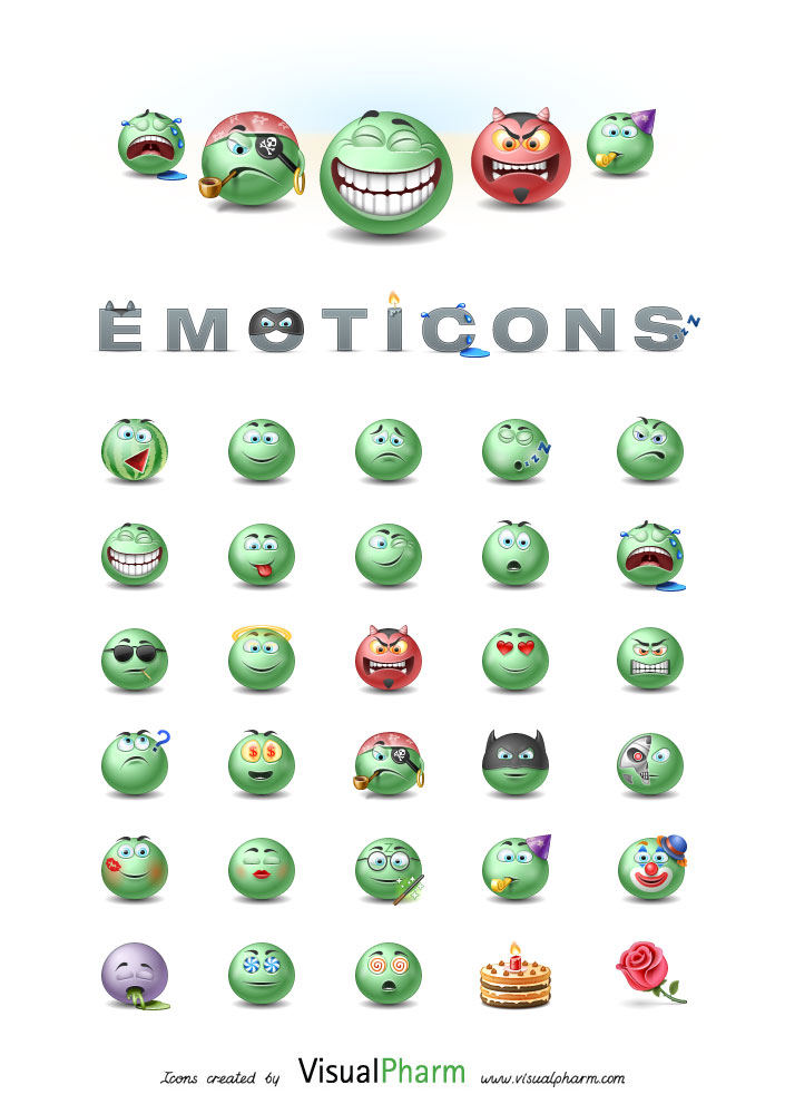   Green Emotiсons face icon set