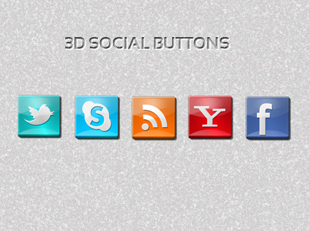   Free 3D Social media button Icons set